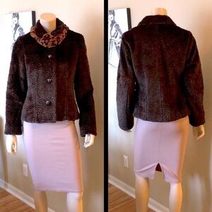 Ann Taylor Loft Chocolate Teddy Jacket. D750/A330